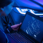 Jaguar technician using diagnostic software