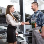 Woman customer with mechanic